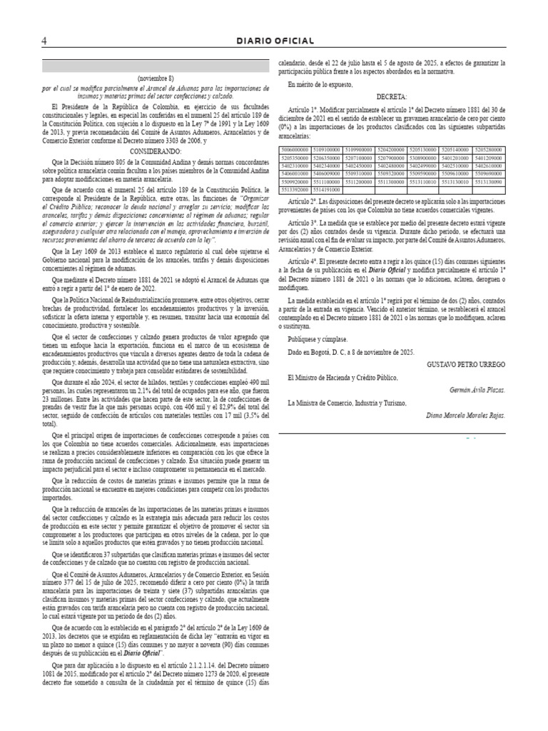Modificación Arancel de Aduanas 2025 | PDF | Arancel | aduana