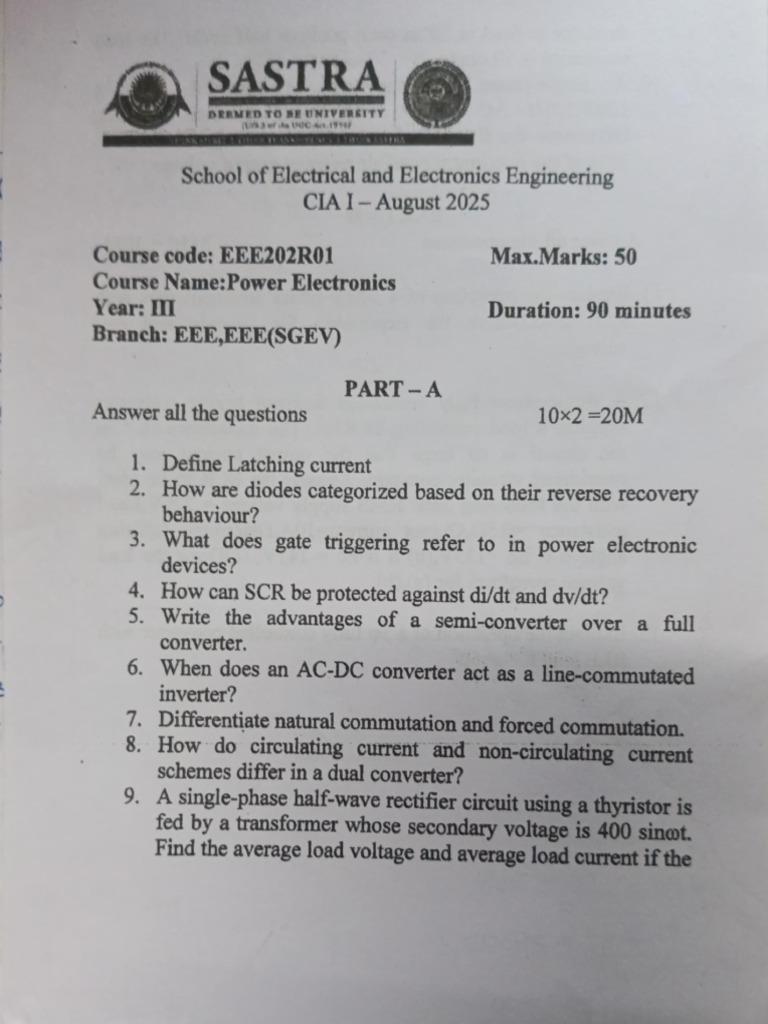 Power Electronics Exam Questions Guide | PDF | Power Inverter | Power ...