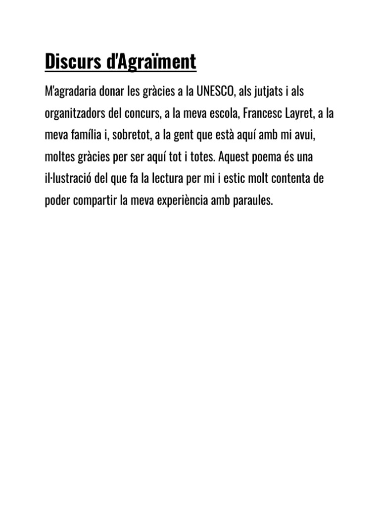 Discurs D'agraïment | PDF