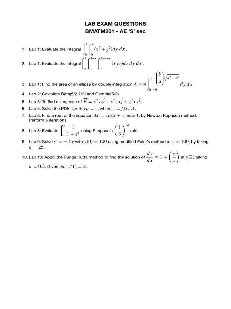 Lab Exam Questions AE S 2nd Sem 2024 25 | PDF