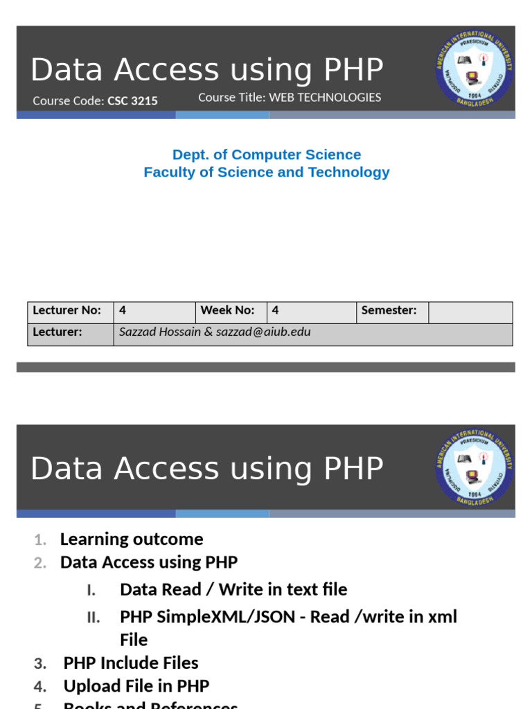 PHP Data Access Techniques Guide | PDF | Json | Xml
