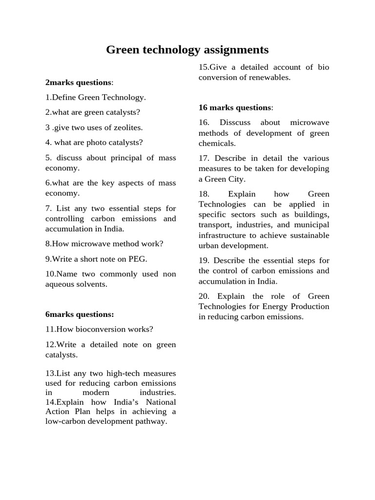 Green Technology Assignment | PDF