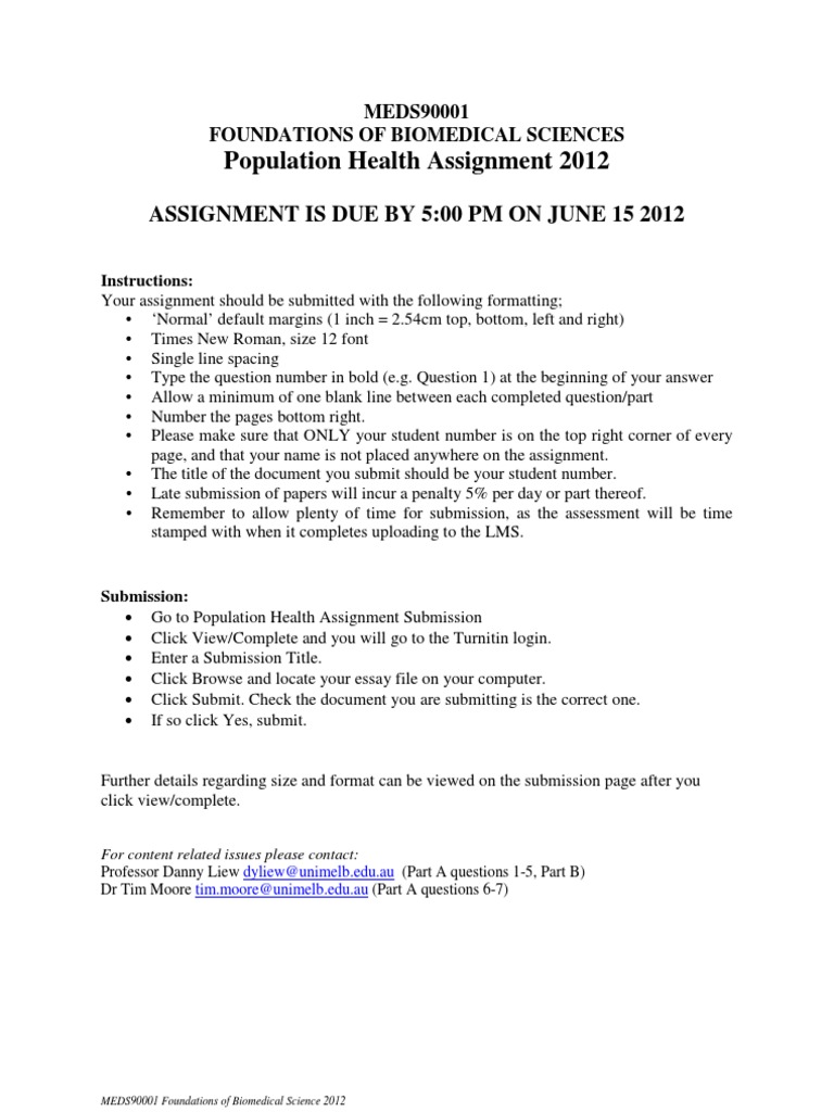 MEDS90001 Population Health Assignment 2012 | PDF | Stroke ...