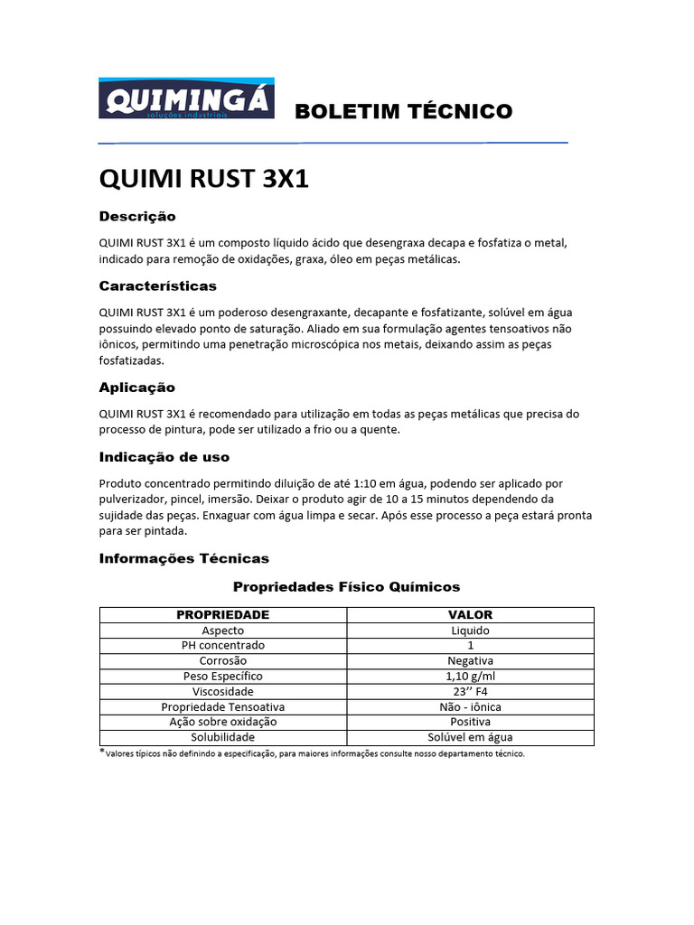 BT - Quimi Rust 3x1 | PDF