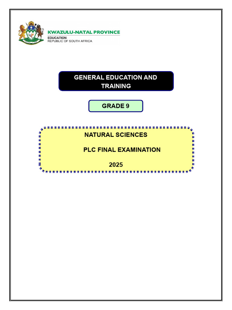 Grade 9 Natural Sciences Exam 2025 | PDF | Anode | Power Station