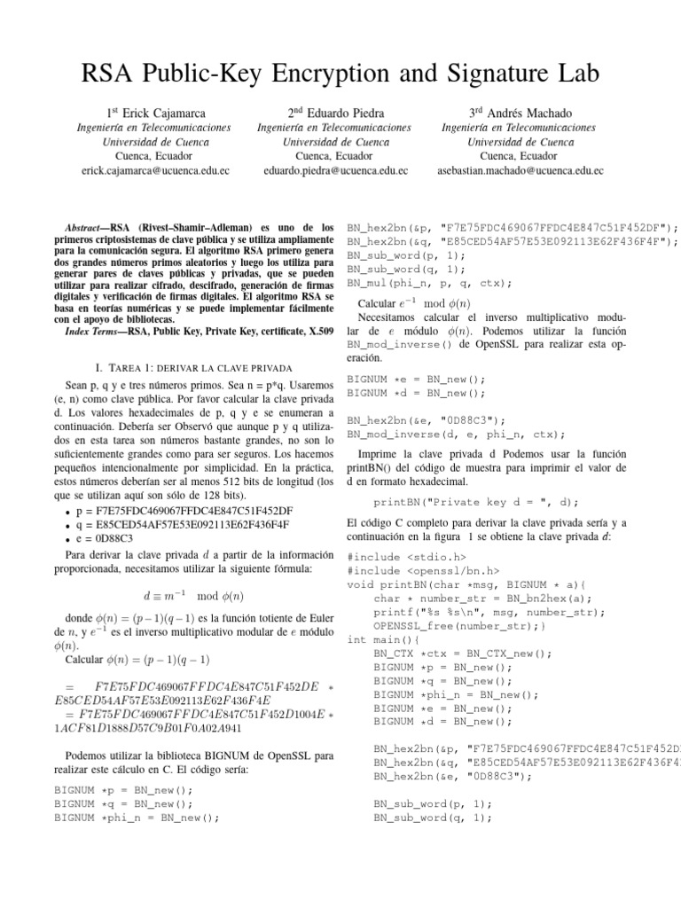 Lab de Cifrado RSA y Firmas Digitales | PDF | Técnicas de espionaje ...