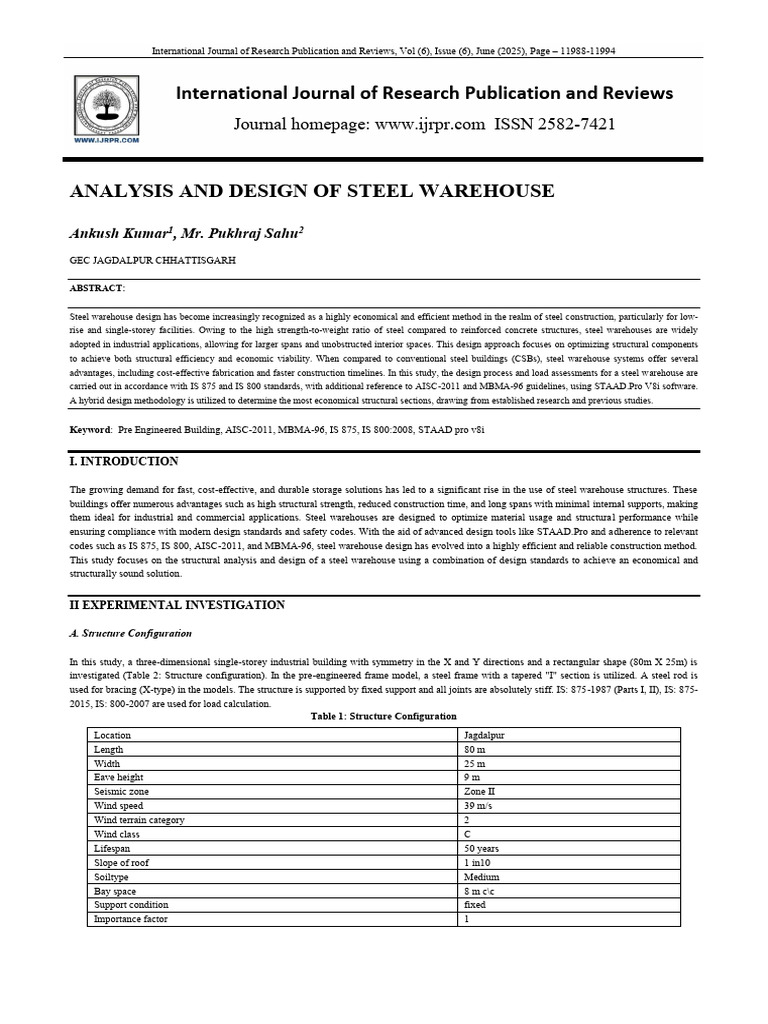Steel Warehouse Design Analysis | PDF | Bending | Beam (Structure)