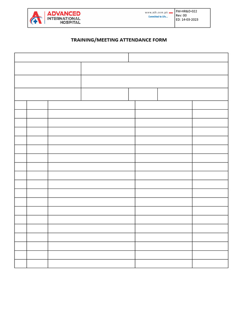 Training Meeting Attendance Form | PDF