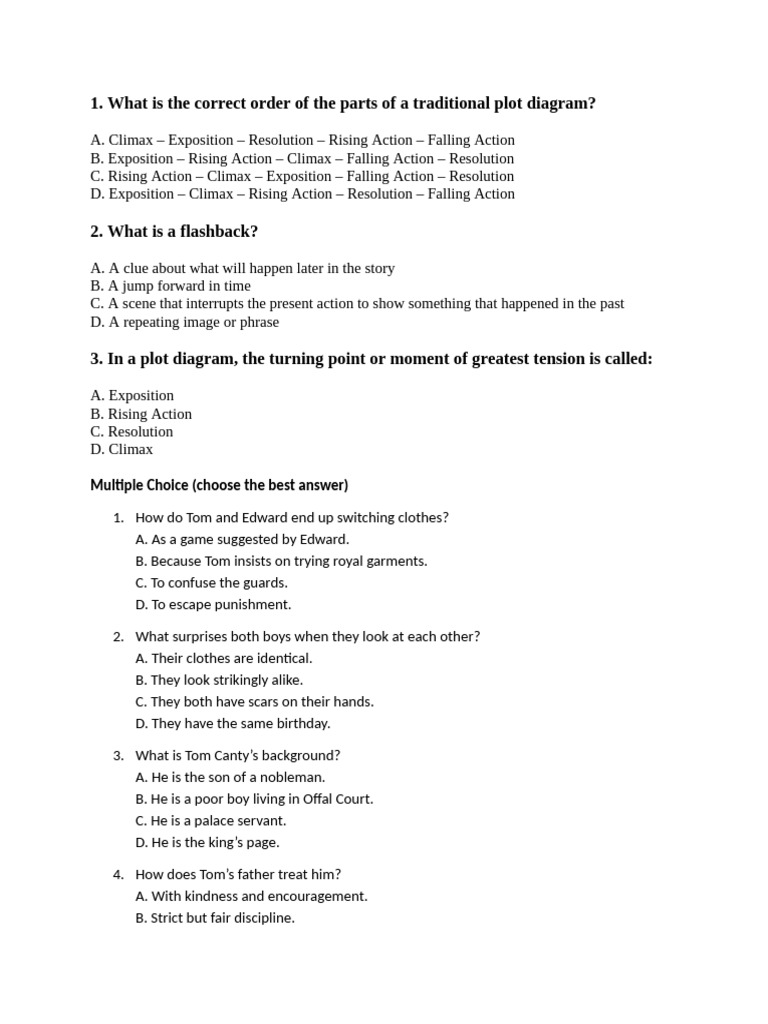 Understanding Plot Diagrams and Characters | PDF | The Prince And The ...
