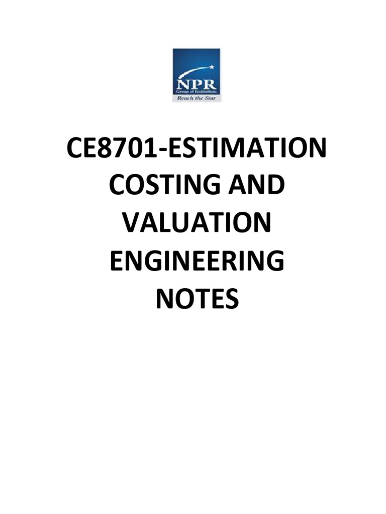 Estimation and Costing Engineering Notes | PDF | Depreciation | Real ...