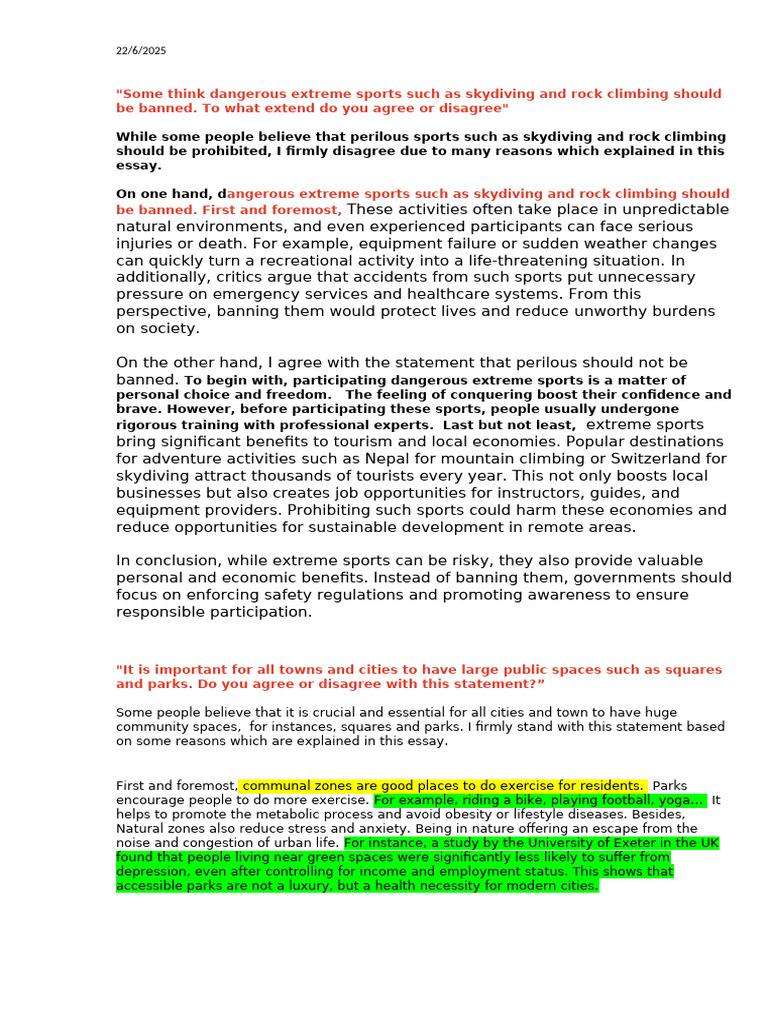 Writing Task 2. 22.6 | PDF | Parachuting