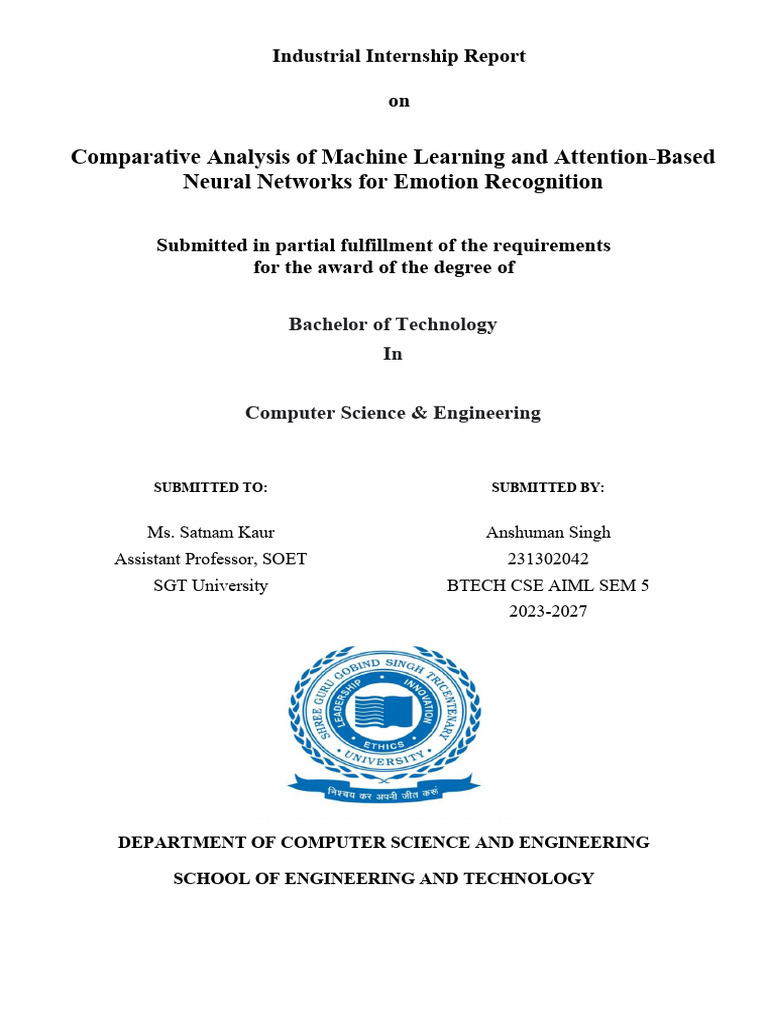 Anshumansingh 231302042 Internship Report Sem 5 | PDF | Deep Learning ...