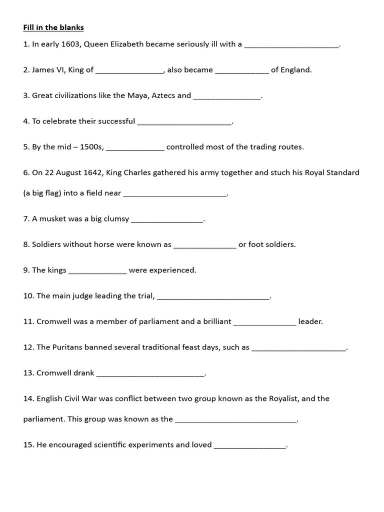 Fill in The Blanks (Practice Test) | PDF
