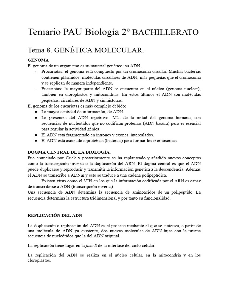 Genética Molecular: Replicación del ADN | PDF | Rna | Codigo genetico