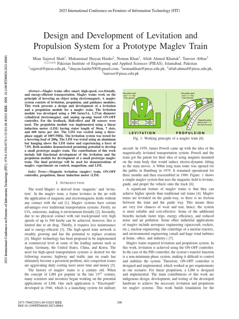 Maglev Train Levitation and Propulsion System | PDF | Electric Motor ...