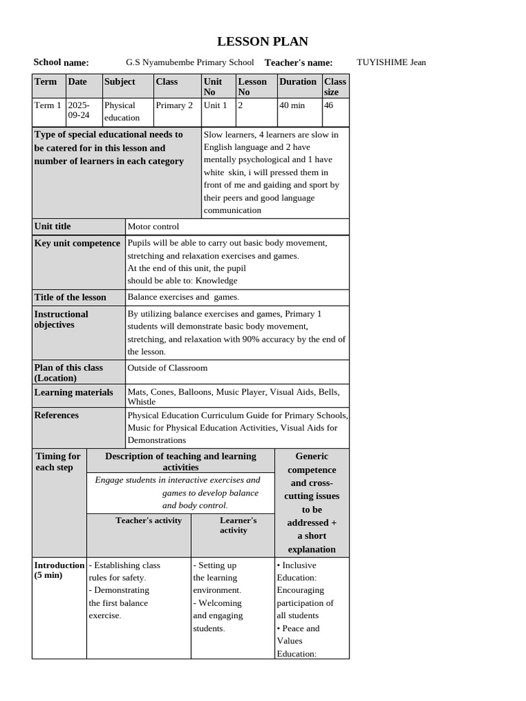 Lesson - Plan P2 24-9 PES | PDF | Lesson Plan | Learning