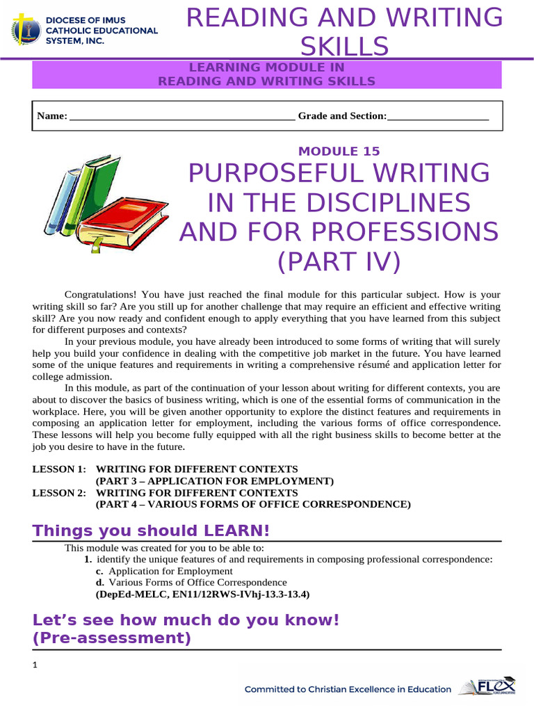 Purposeful Writing for Employment Skills | PDF | Résumé | Communication