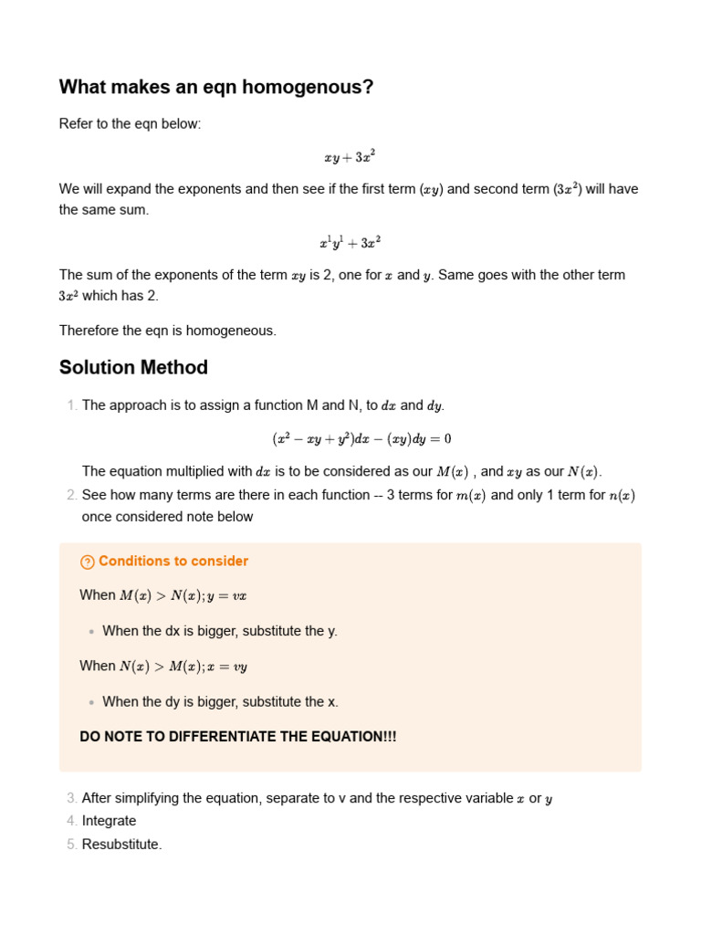 Solving For Homogenous Equations | PDF