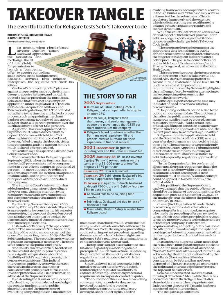 Religare Takeover Saga: SEBI's Code Tested | PDF | Takeover | Governance