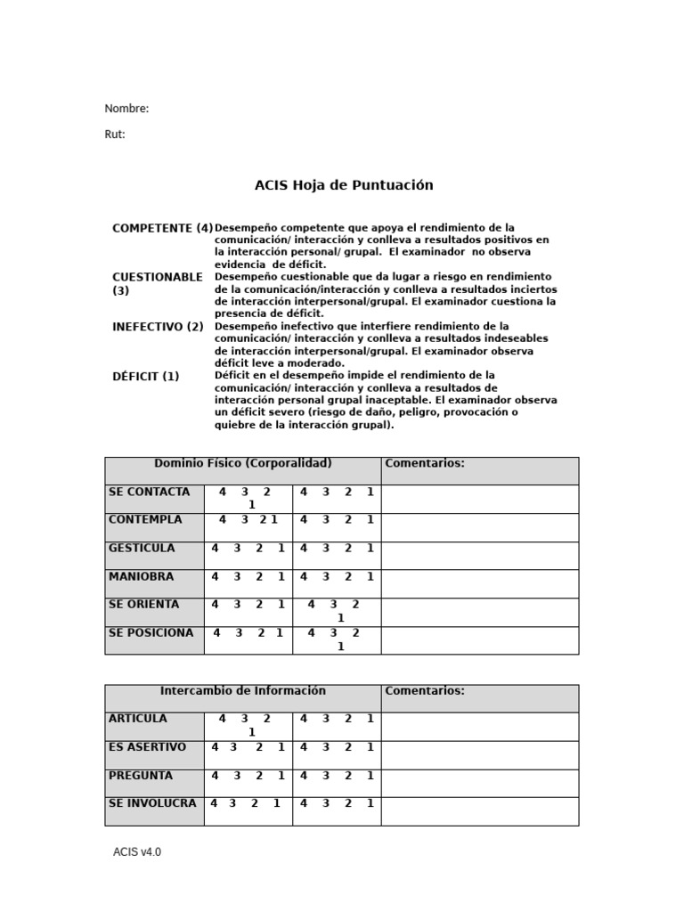 Pauta Acis para Completar | PDF | Ciencias del comportamiento | Sicología