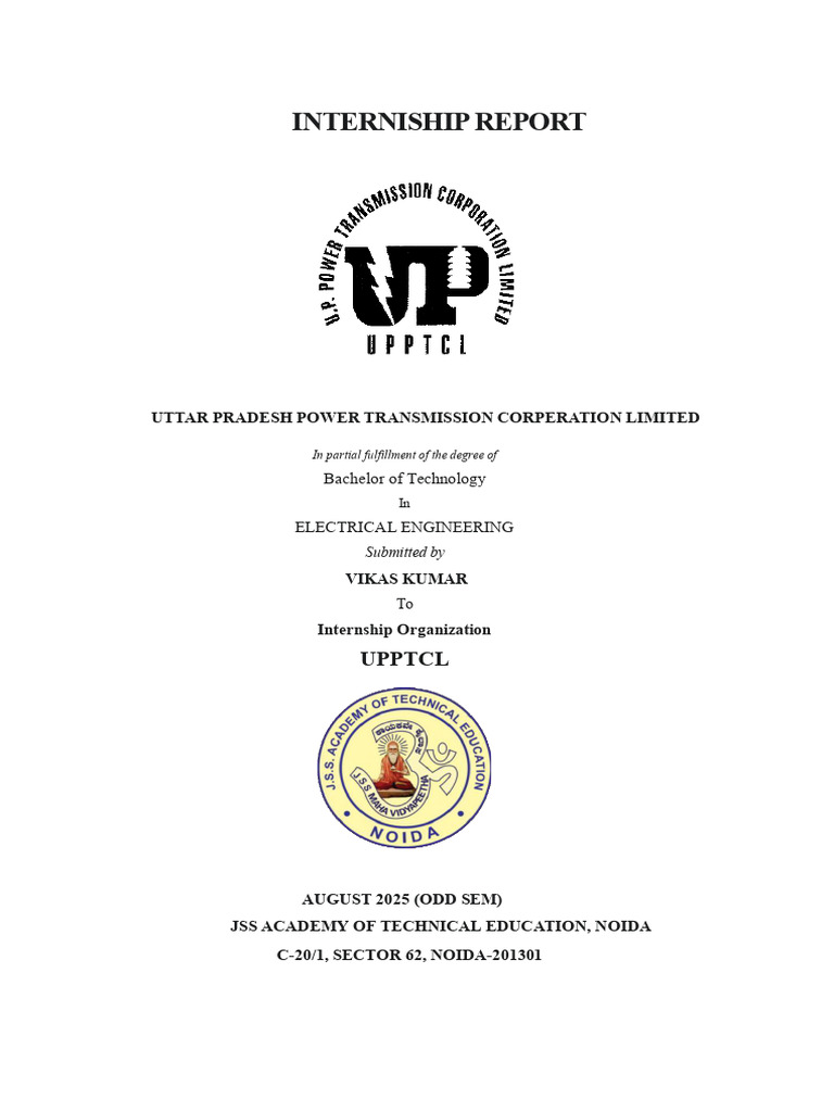 UPPTCL Internship Report - Electrical Engineering | PDF