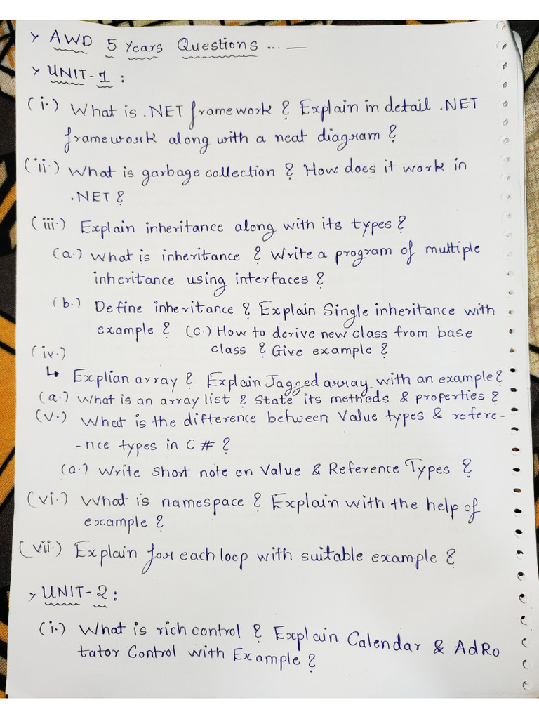 AWD 5 Years Important Questions | PDF