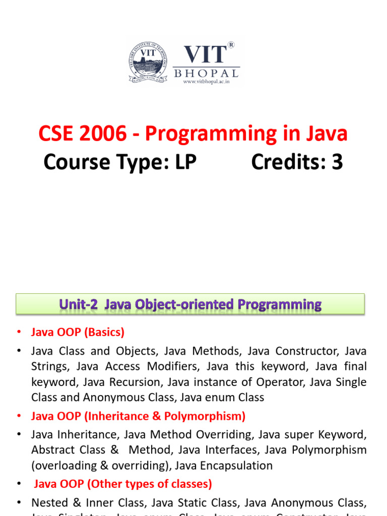 Java OOP Concepts and Inheritance Guide | PDF | Method (Computer ...