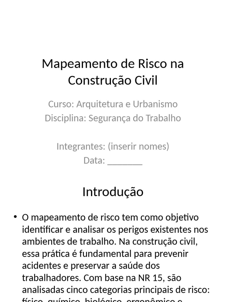 Mapeamento de Risco Arquitetura | PDF | Cor | Segurança e saúde ocupacional