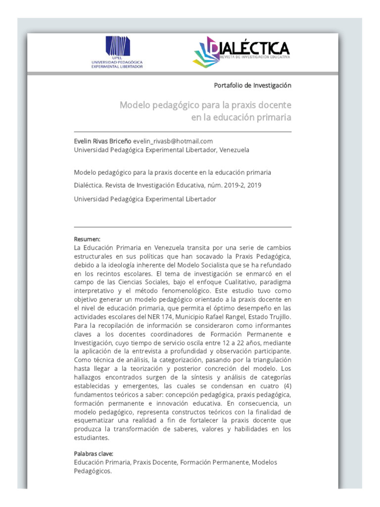 Modelo pedagógico para educación primaria | PDF | Plan de estudios ...