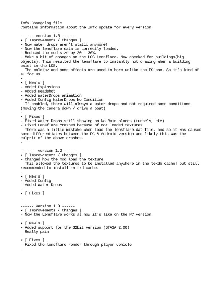 Change Log | PDF