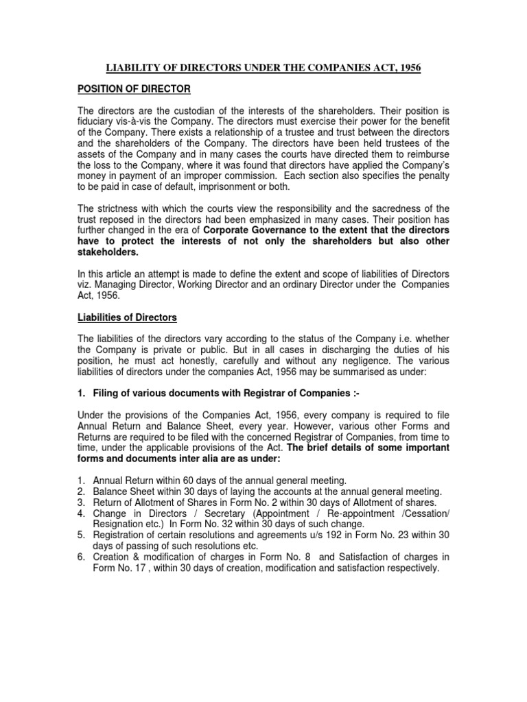 Liabilities of Directors | PDF | Finance & Money Management