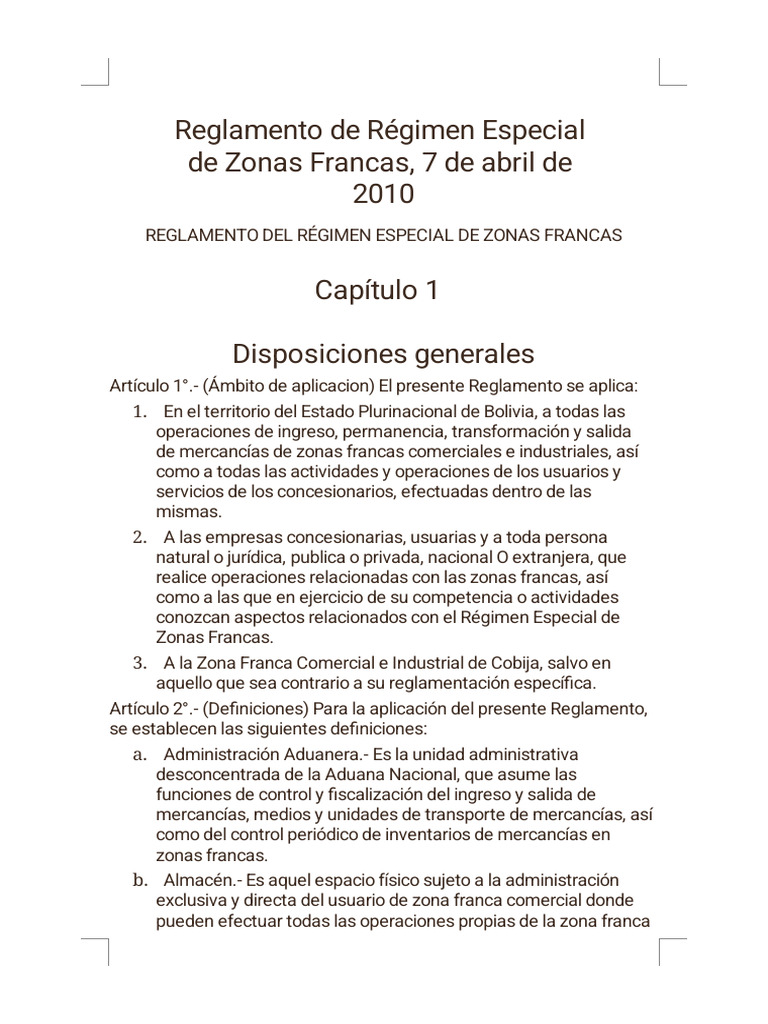 Reglamento de Zonas Francas en Bolivia | PDF | aduana | Contabilidad
