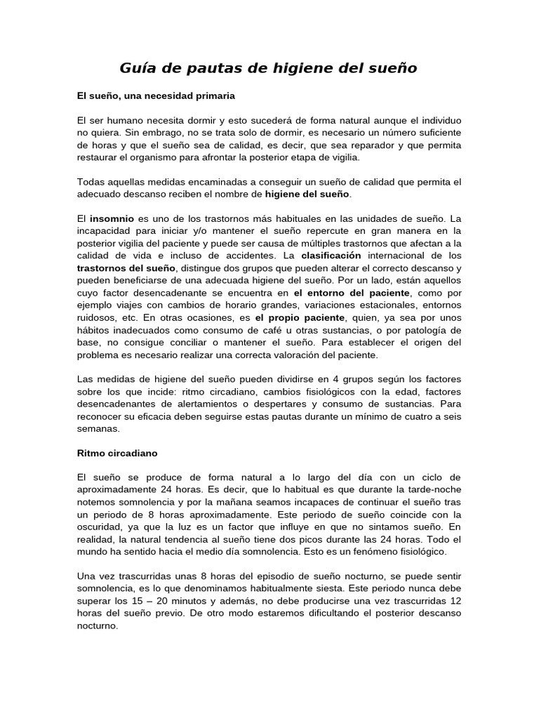 Pautas para una Higiene del Sueño Efectiva | PDF | Dormir | Cafeína