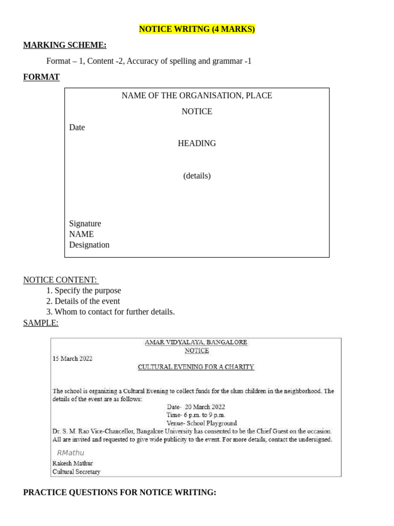 Notice and Invitation Writing Guide | PDF
