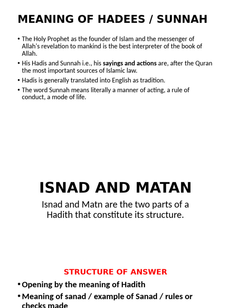 Understanding Hadith: Isnad and Matan | PDF | Hadith | Islamic Texts