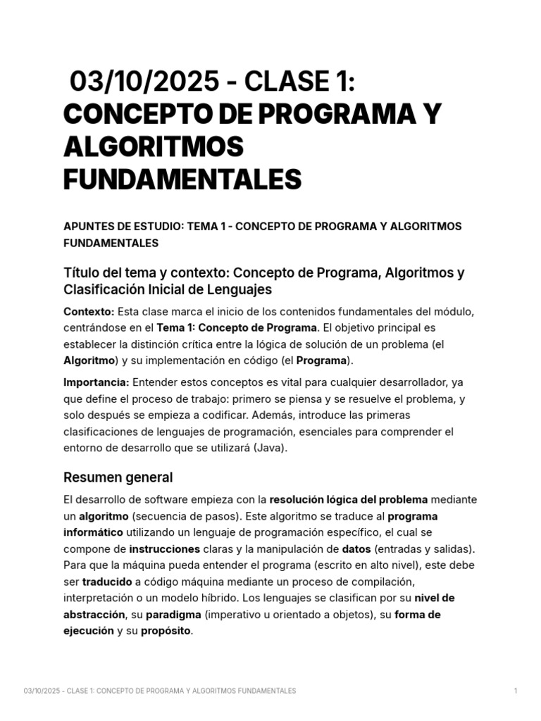 Algoritmos y Programas: Fundamentos Clave | PDF | Lenguaje de ...