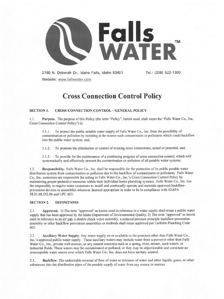 Signed FWC Cross Connection Control Policy 4-1-2023 | PDF