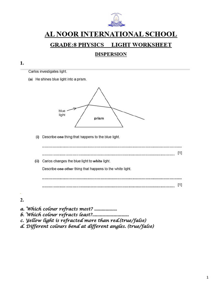 Dispersion Worksheet | PDF