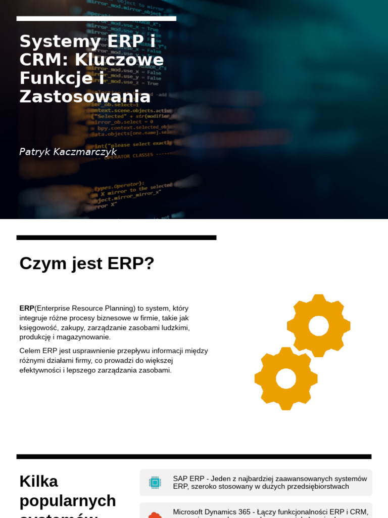 Systemy ERP I CRM 1 | PDF