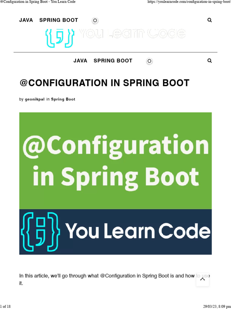 Understanding @Configuration in Spring Boot | PDF | Spring Framework ...