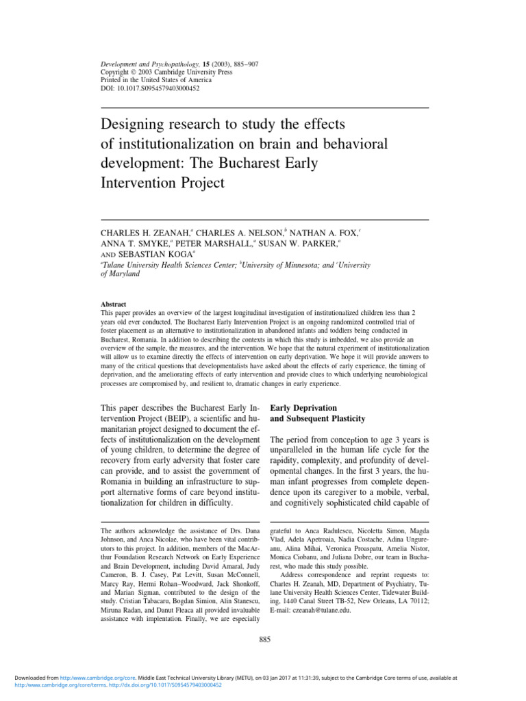 Effects of Institutionalization on Child Development | PDF | Romania ...