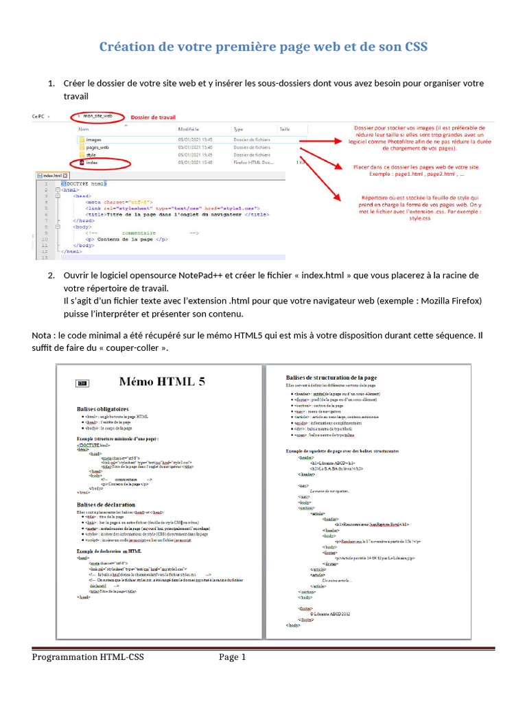 Créer une page web avec HTML et CSS | PDF | Html | Internet