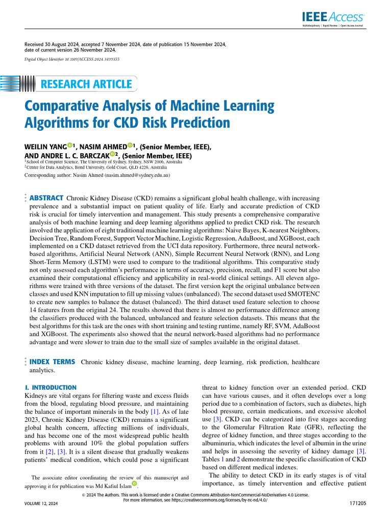 Machine Learning for CKD Risk Prediction | PDF | Machine Learning ...