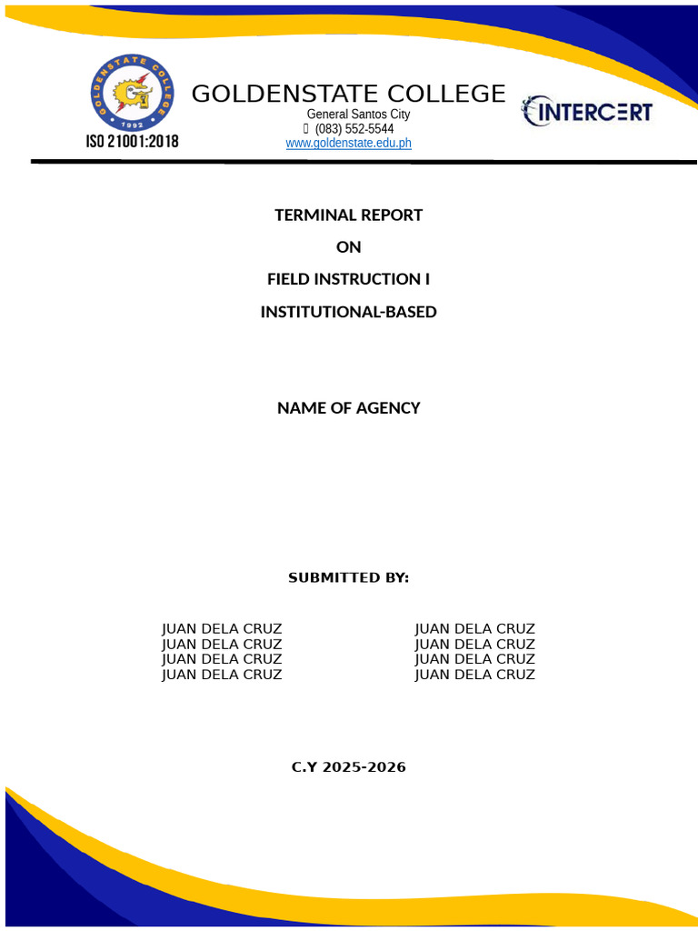 Field Instruction I Terminal Report | PDF