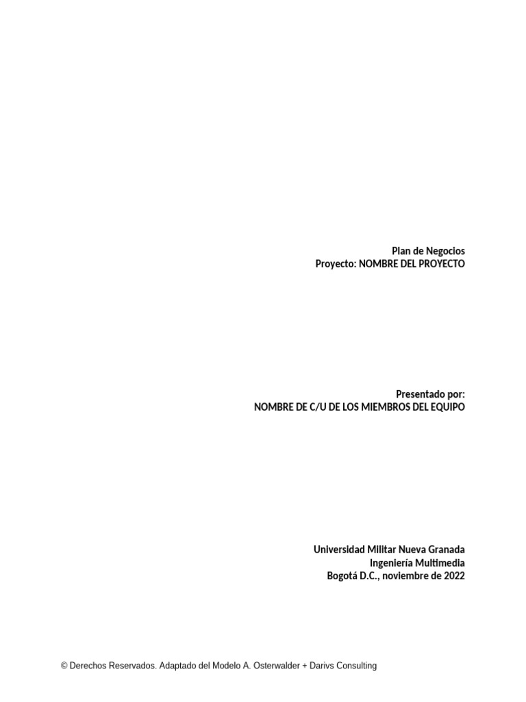 Plan de Negocios para Proyecto Innovador | PDF | Plan de negocios ...