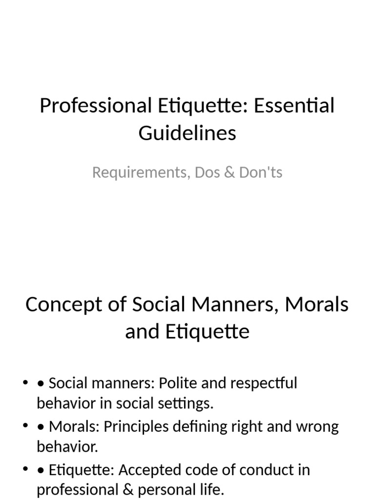 Essential Professional Etiquette Guide | PDF