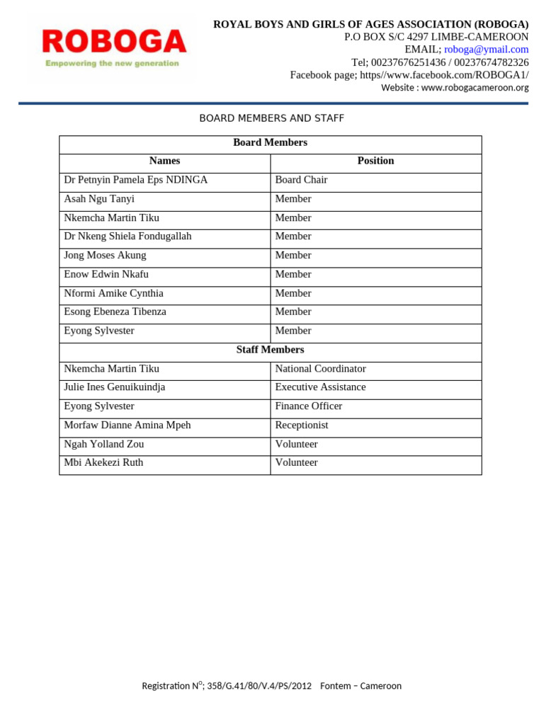 Board Members and Staff | PDF