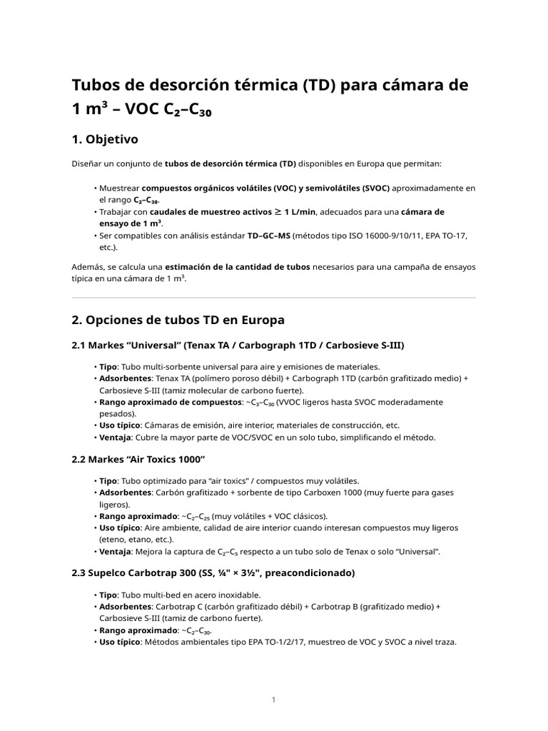 TD Tubes para Cámara de 1 M3 | PDF | Materiales | Química