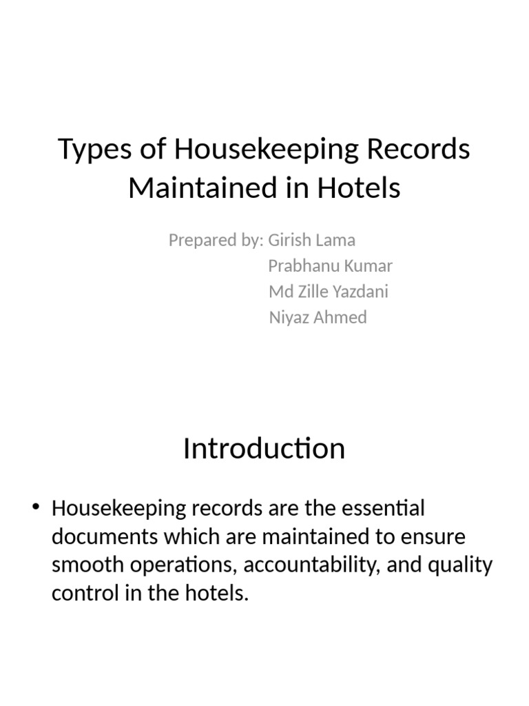 Essential Housekeeping Records for Hotels | PDF | Housekeeping