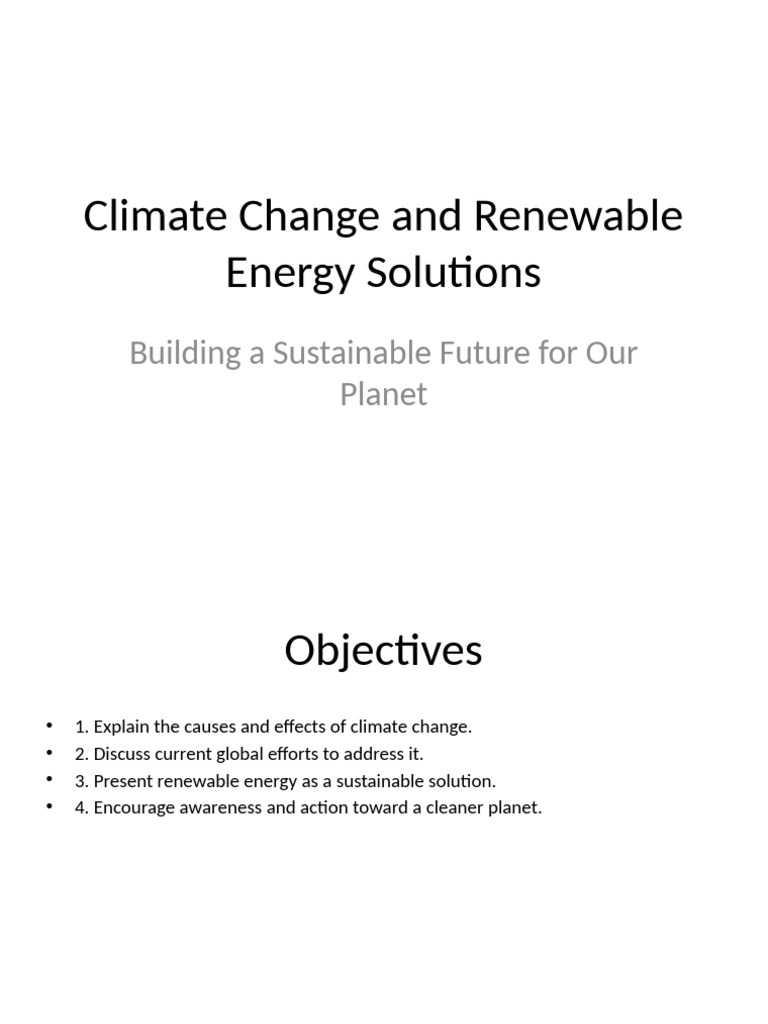 Climate Change and Renewable Energy Solutions | PDF | Climate Change ...